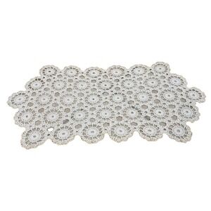 VINTAGE HAND CROCHET DOILY 25"Long‎ Cream Scalloped Edges